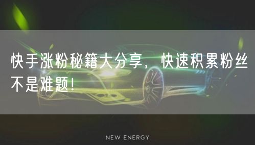 快手涨粉秘籍大分享，快速积累粉丝不是难题！
